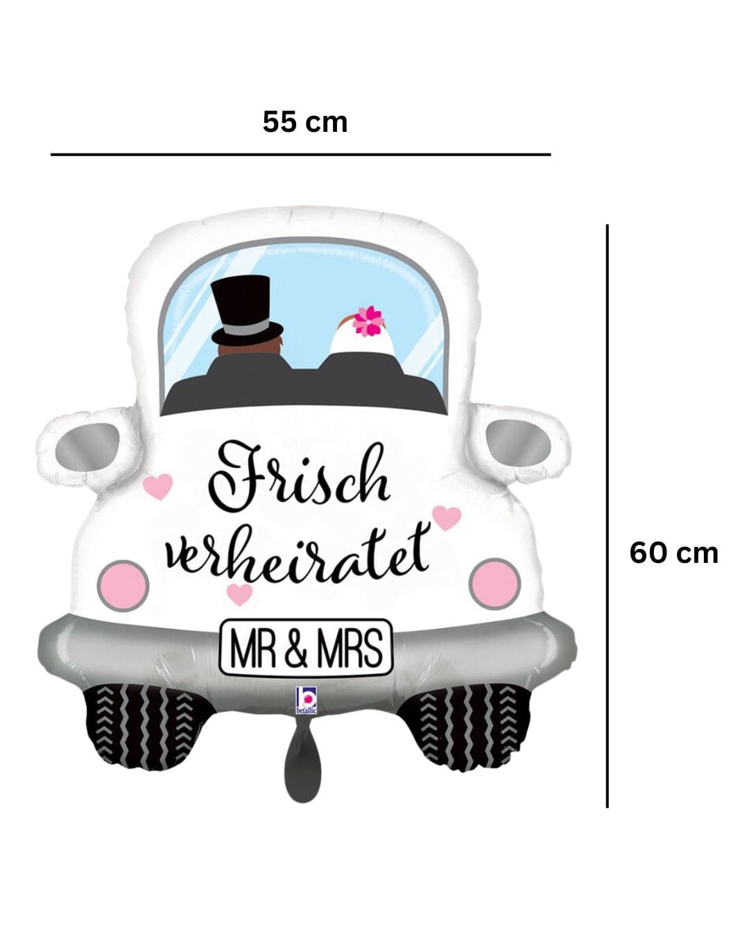 Ballon_Auto_Brautpaar_frisch_verheiratet_Groesse_55x60cm_Dekoration_Hochzeit_JGA