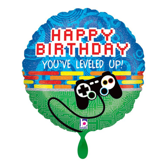 Ballon_Gamecontroller_level_up_Birthday_Groesse_35x35cm_Folienballon_Gamepad_Zockerparty