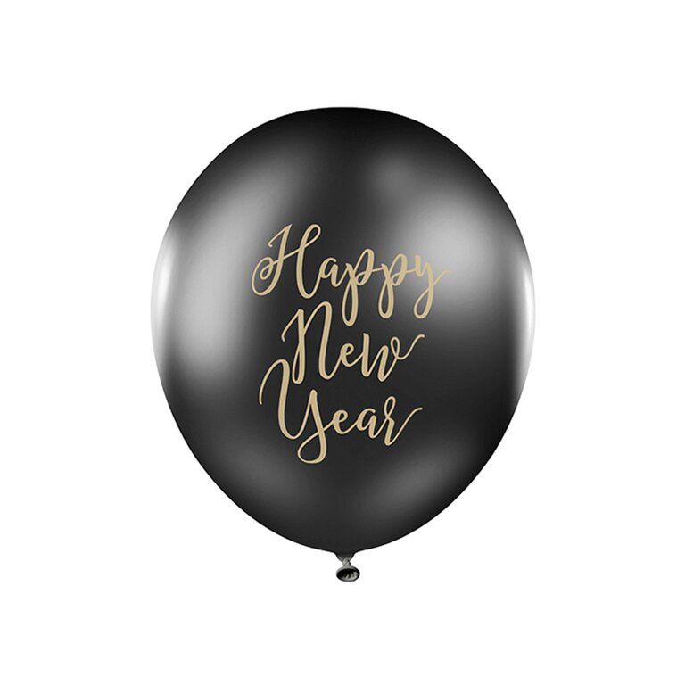 Ballon_Happy_New_Year_Schwarz_Groesse_ca.30cm_Ballon_Silvester_Neujahr_Party
