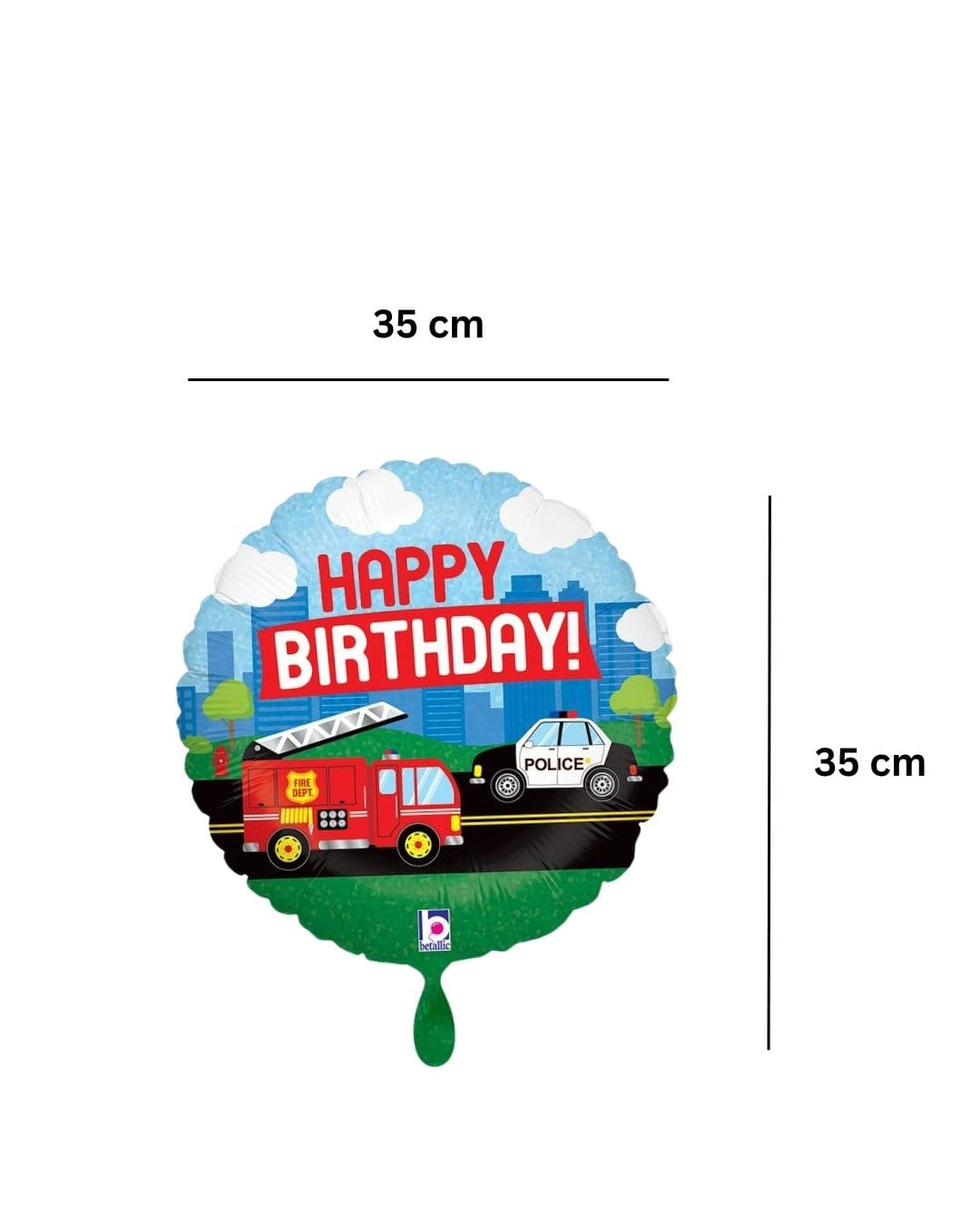 Ballon_Poizeiauto_Feuerwehrauto_Happy_Birthday_Größe_35x35 cm_Geburtstag_Kindergeburtstag