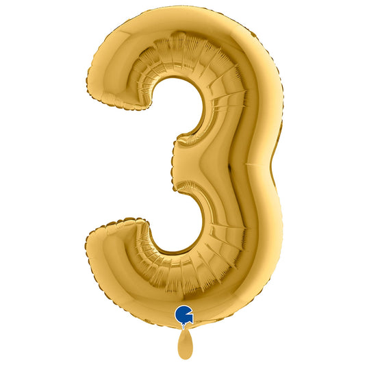 Ballon XXL - Zahl 3 - Gold - 57x94 cm