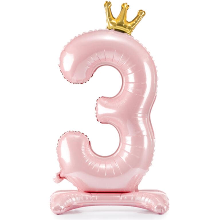 Ballon XXL - Zahl 3 mit Standfuß - Prinzessin - Ø ca. 84cm
