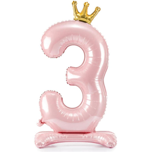 Ballon XXL - Zahl 3 mit Standfuß - Prinzessin - Ø ca. 84cm