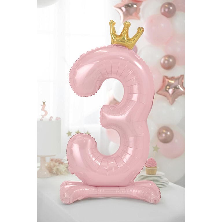 Ballon XXL - Zahl 3 mit Standfuß - Prinzessin - Ø ca. 84cm