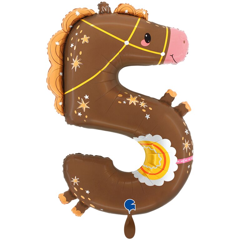 Ballon_XXL-Zahl_5_Tiermotiv_Pferd_Größe_60x90cm_XXL_Folienballon