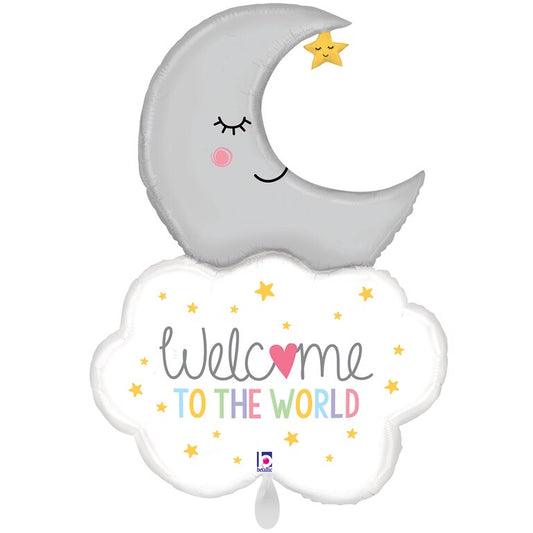 Ballon_XXL_Mond_auf_Wolke_welcome_to_the-world_Groesse_57x81cm_XXL_Folienballon_Baby_Party