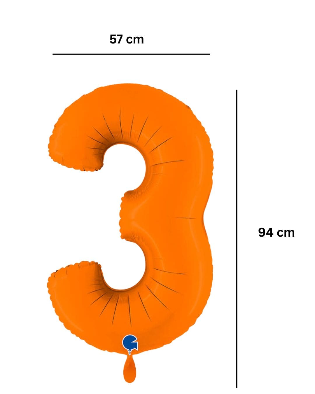 Ballon XXL - Zahl 3 - Matt Orange - 57x94cm