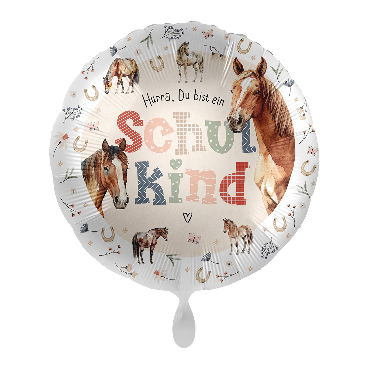 Ballon_rund_Hurra_Schulkind_Pferdemotiv_Groesse_43cm_Folienballon
