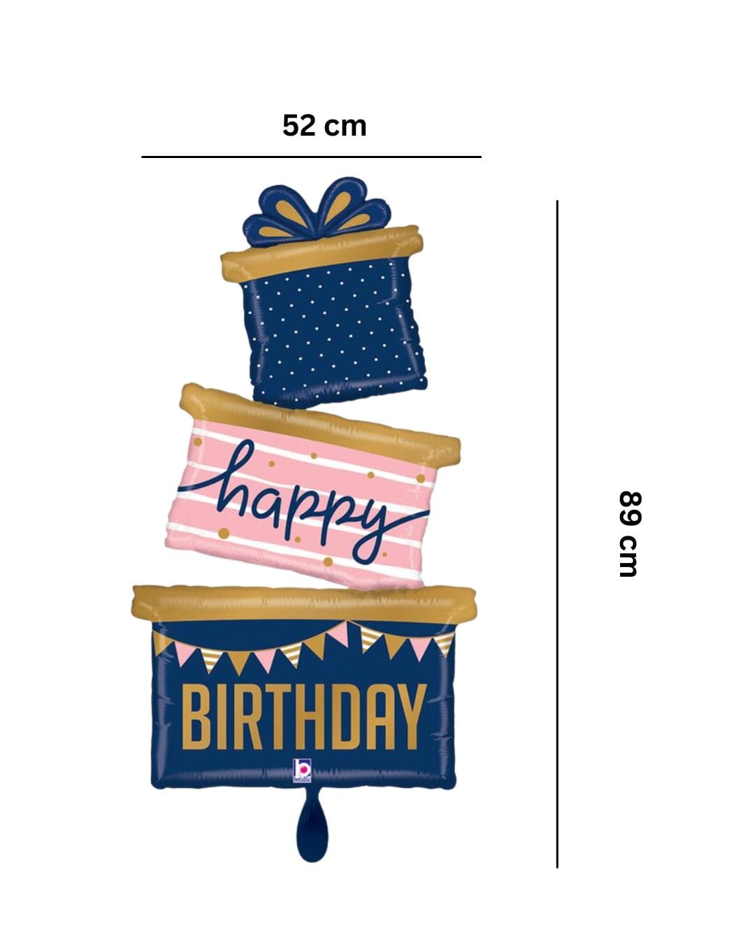 XXL Ballon - Happy Birthday Geschenke Trio - 52x89 cm