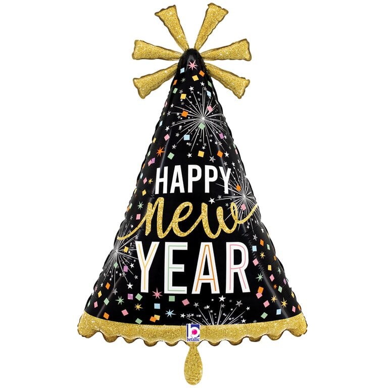 XXL_Ballon_Happy_New_Year_Party_Hut_Groesse_54x81cm_Folienballon_Silvester_Neujahr_Party