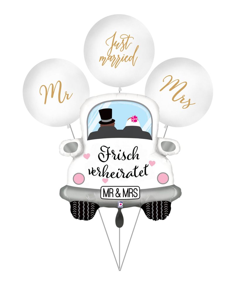 XXL Ballon Mega Set - Frisch verheiratet - 4 Ballons