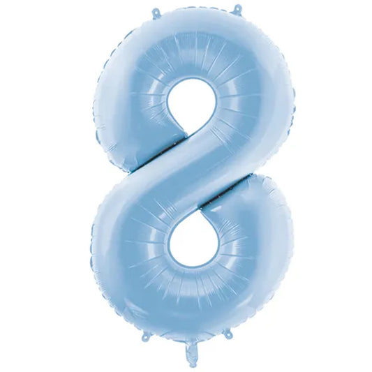 BallonXXL-Zahl 8-hellblau-himmelblau-86cm-Durchmesser ca.86cm