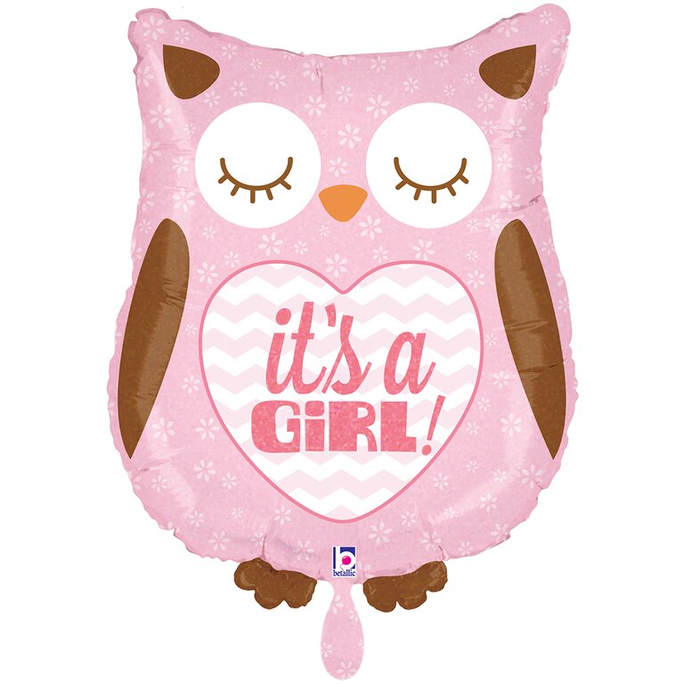 Ballon_Eule_its_a-girl_Groesse_43x53cm_Folienballon_Eule_Baby_Party