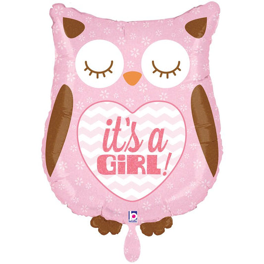 Ballon_Eule_its_a-girl_Groesse_43x53cm_Folienballon_Eule_Baby_Party