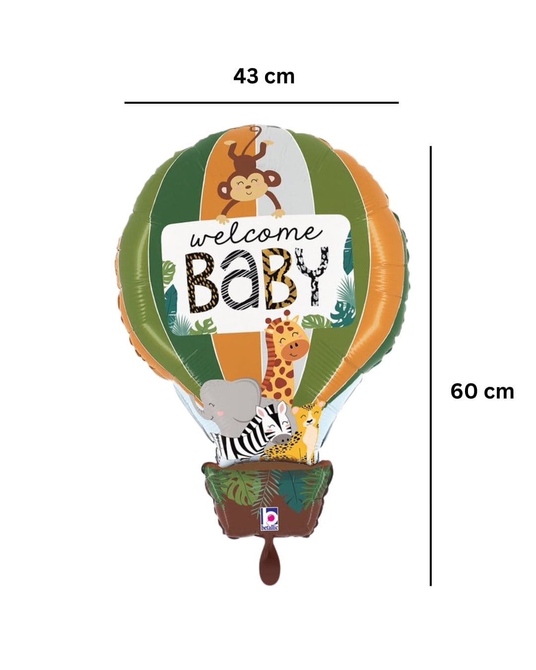 Ballon_Heissluftballon_Dschungeltiere_Welcome_Baby_Schriftzug_Groesse_ca_43x60cm_Folienballon_Baby_Party