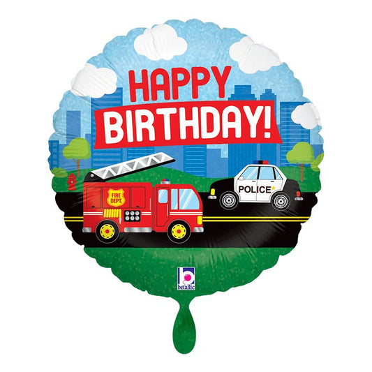 Ballon_PoizeiautoFeuerwehrauto_Happy_Birthday_Groesse_35x35cm_Geburtstag_Dekoration_Kindergeburtstag