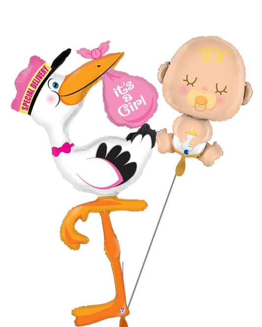 Ballon Set - XXL Storch it´s a Girl - 2 Ballons
