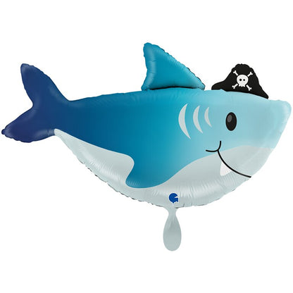 Ballon_XXL_Tiermotiv_Hai_mit Piratenhut_Groesse_74x42cm_XXL_Folienballon_Shark