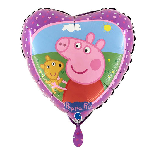 Ballon_herzform_Peppa_Pig_und-Teddy_Groesse_35x35cm_Folienballon_Peppa_Wutz
