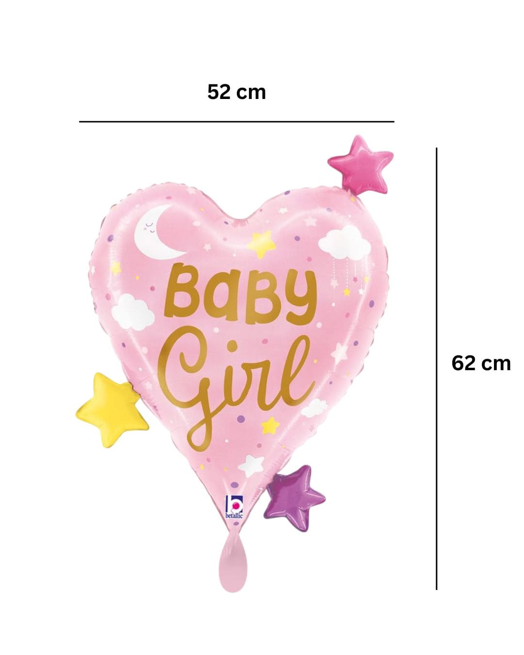 Ballon_rosa_Herz_mit_Sternen_Baby-Girl_Groesse_52x62cm_Folienballon_Herz_mit_Sternen_Baby_Party