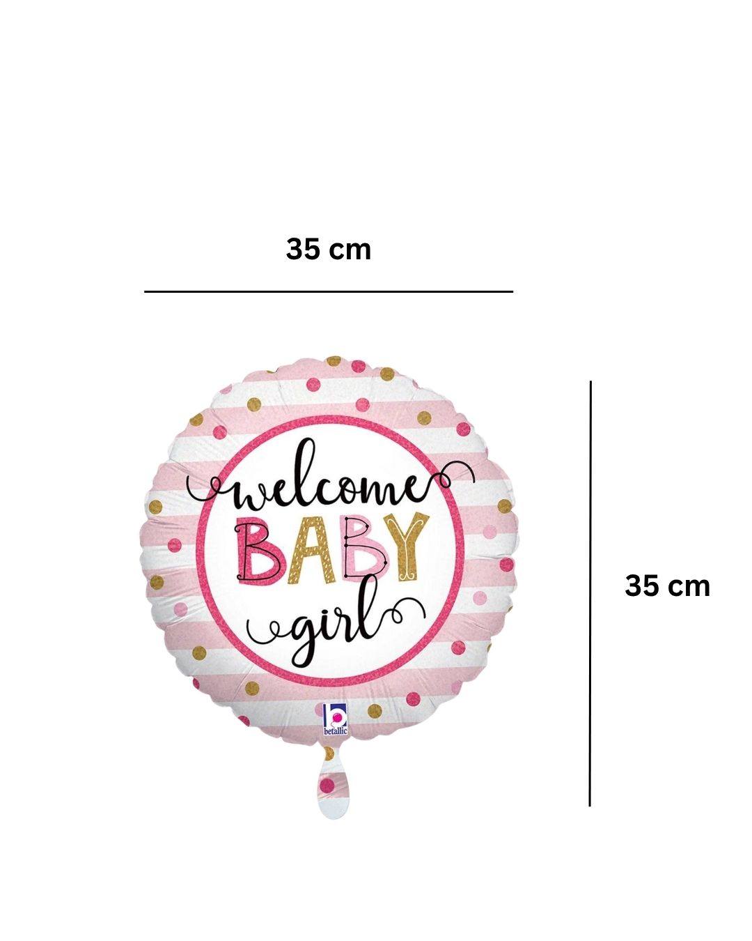 Ballon_rund_Groesse_35x35cm_Folienballon_welcome_Baby_girl_Gender_Reveal_Baby_shower_Party