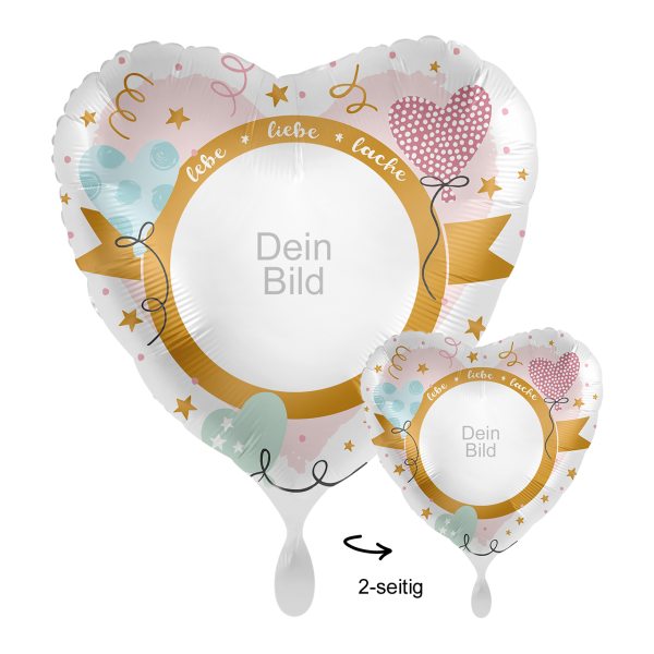 Blanko Personalisierter_Foto_Ballon_Herz_mit_eurem_Lieblingsbild_schriftzug_lebe-liebe-lache_Durchmesser_ca.43_cm