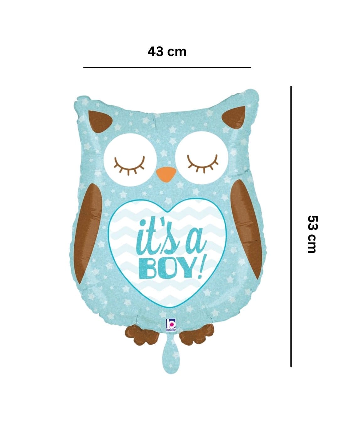 Eule_its_a-boy_Groesse_43x53cm_Folienballon_Eule_Baby_Party