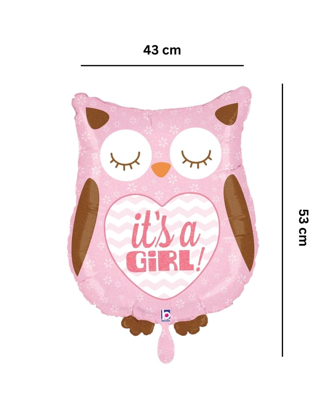 Eule_its_a-girl_Groesse_43x53cm_Folienballon_Eule_Baby_Party