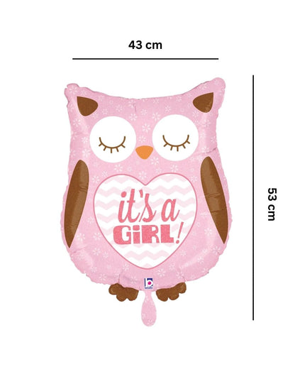 Eule_its_a-girl_Groesse_43x53cm_Folienballon_Eule_Baby_Party