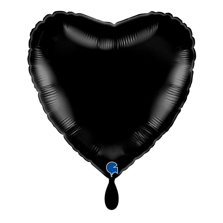 Herzballon - Satin Schwarz - ca. 36x36cm