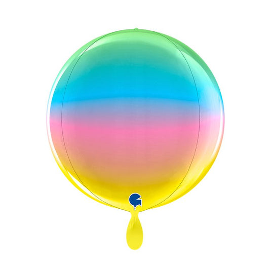 Kugelballon_rund_regenbogenfarbenrainbow_38x38x38cm_Globus_4D_Folienballon