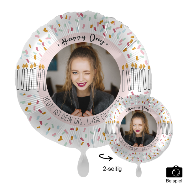 Personalisierter_Foto_Ballon_rund_mit_Foto_Motiv_Geburtstag_Durchmesser_ca.43_cm_Happy Day_lass_dich _feiern