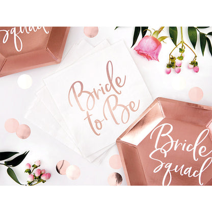 Servietten_Groesse_33x33cm_weiss_Schriftzug_Bride_to_be_Rosegold_JGA_Deko
