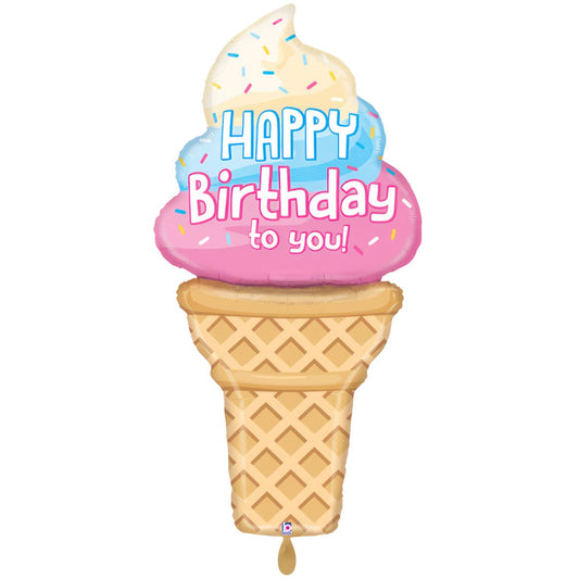 XXL Ballon - Eiswaffel Happy Birthday - 71x145 cm