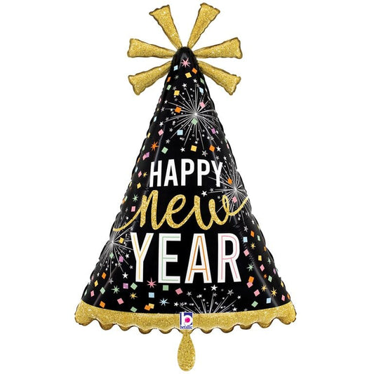 XXL_Ballon_Happy_New_Year_Party_Hut_Groesse_54x81cm_Folienballon_Silvester_Neujahr_Party