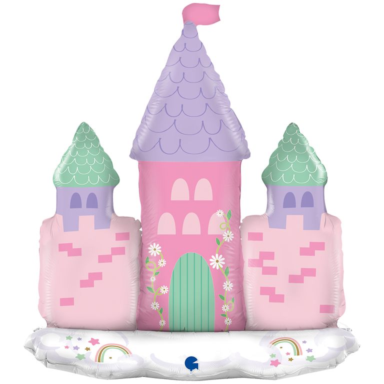 XXL_Ballon_Standup-Airfilled_magisches-Schloss_Groesse_66x74x23cm_Einhoerner_Feen_Kindergeburtstag